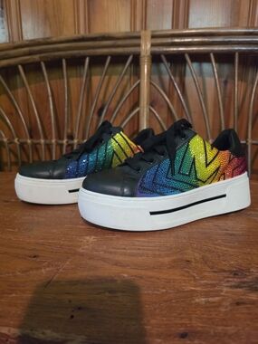 Michael Kors Black Rainbow Platform Sneakers